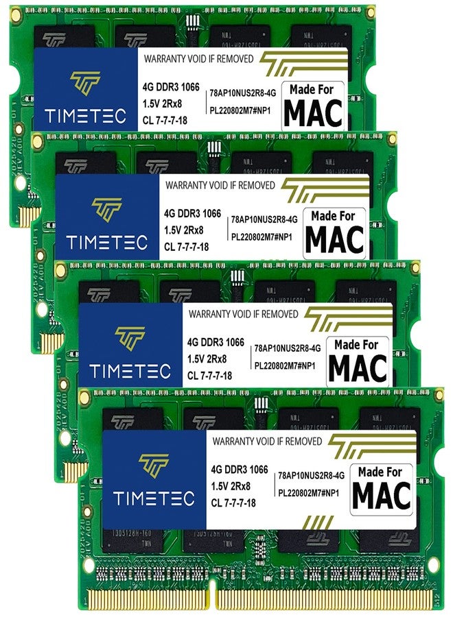 تايم تيك مجموعة ذاكرة Timetec سعة 16 جيجابايت (4 × 4 جيجابايت) متوافقة مع ذاكرة Apple DDR3 بتردد 1067 ميجاهرتز / 1066 ميجاهرتز PC3-8500 CL7 ثنائية الرتبة لأجهزة iMac (أواخر 2009، 21.5 بوصة / 27 بوصة) SODIMM، ترقية ذاكرة الوصول العشوائي (RAM) لأجهزة iMac 10,1 و iMac 11,1 - Image 1